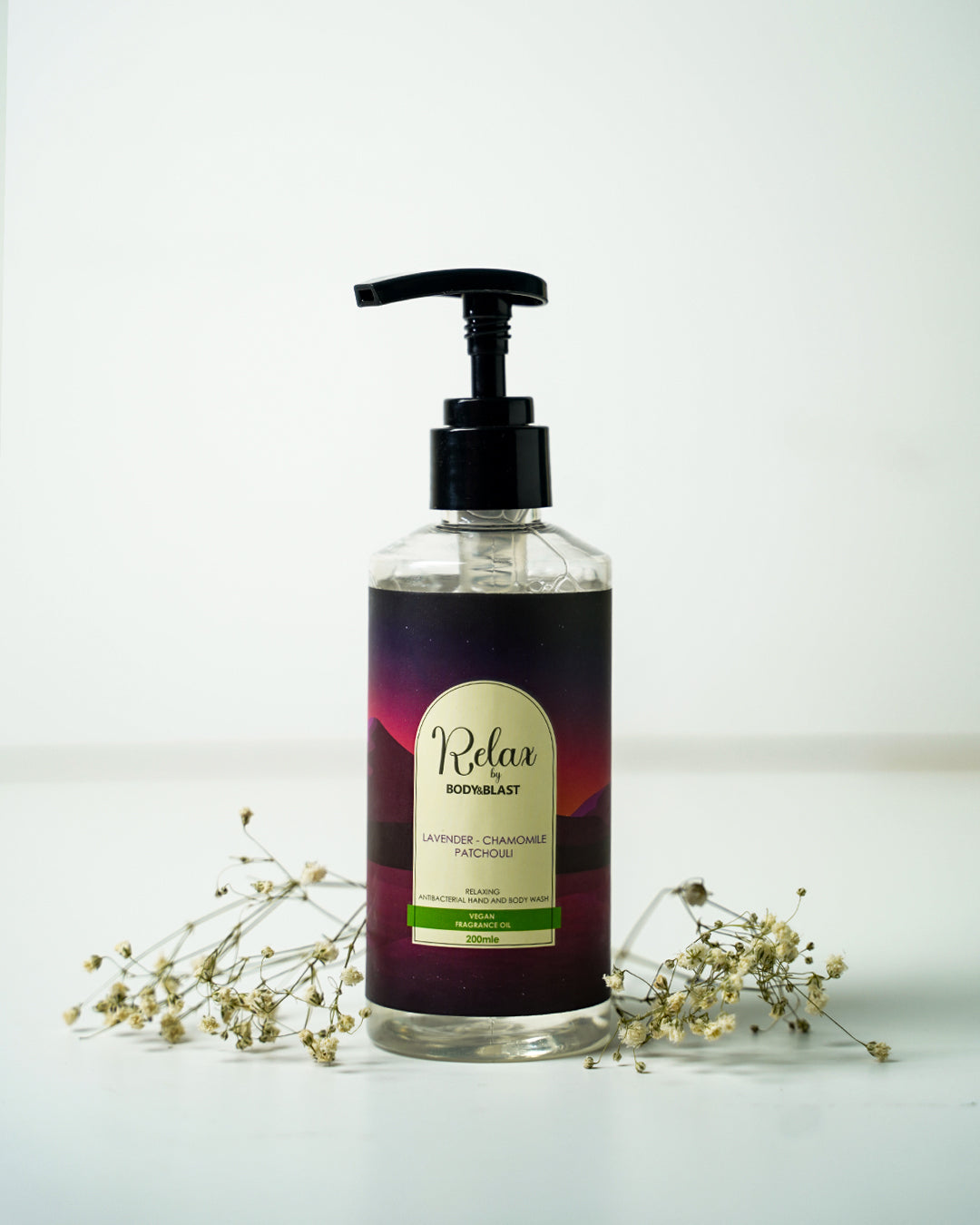 Body and Blast Relax Anti-Bacterial Hand and Body Wash 200ml: Lavender, Chamomile, Patchouli