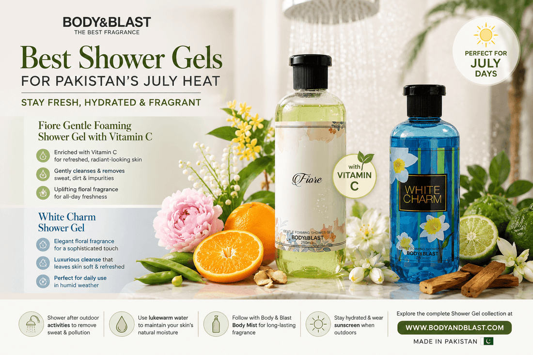 Best Shower Gels for Pakistan in July | Fiore Vitamin C & White Charm | Body & Blast