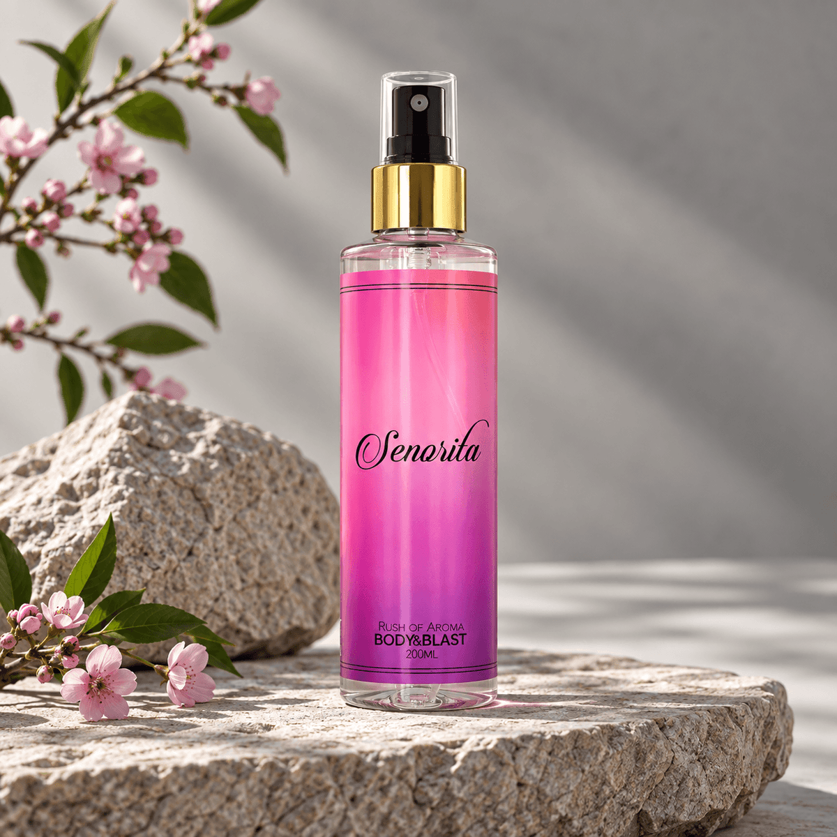 Bombshell fragrance bottled in luxuries bottle topped with gold collar pump