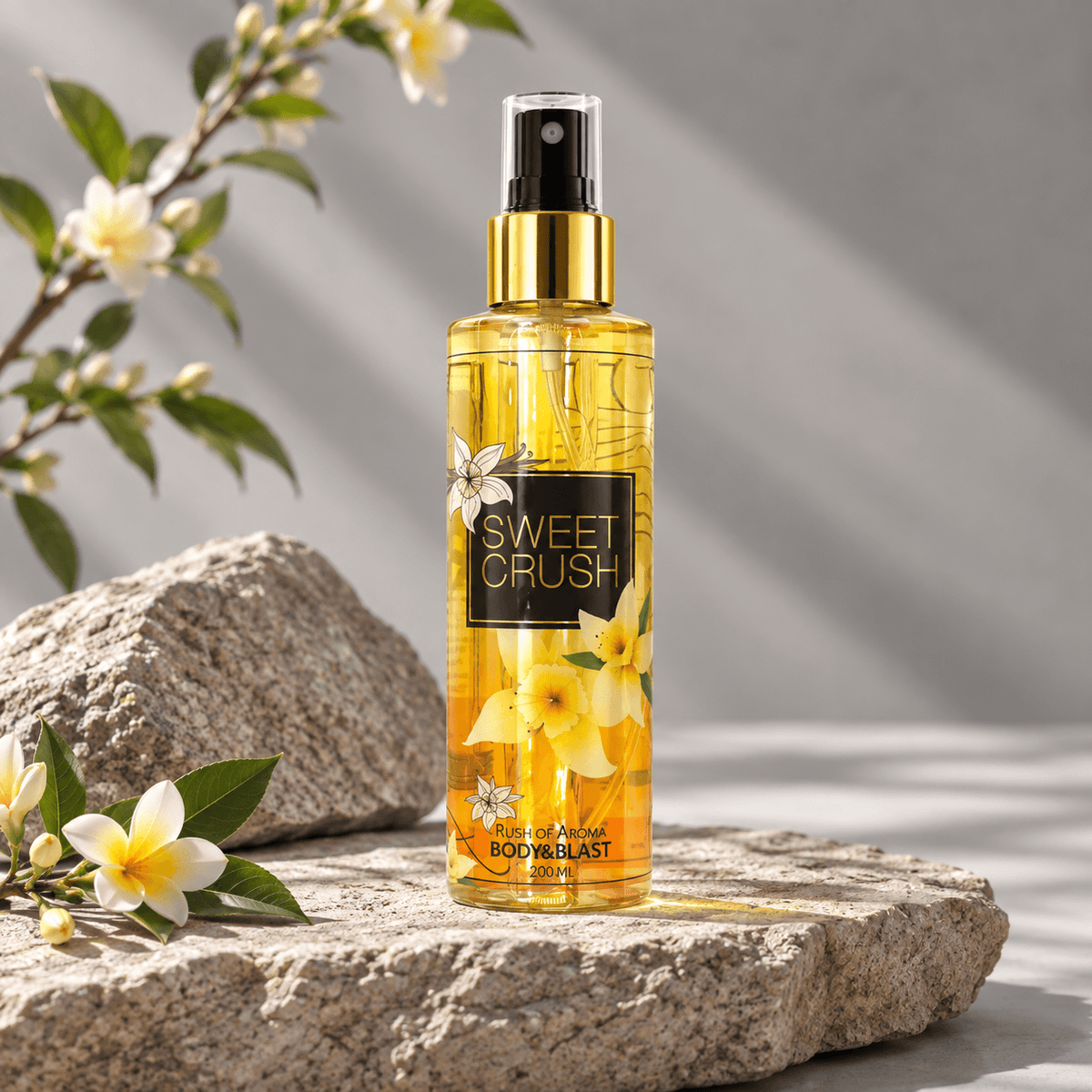 Sweet Crush body mist with flowers and vanilla beans.