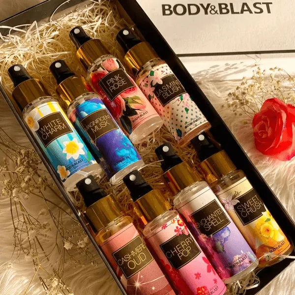 Body Mist Box Body Mist Gift Set, 8×50ml Scents – 30% Off Travel Pack – Body and Blast