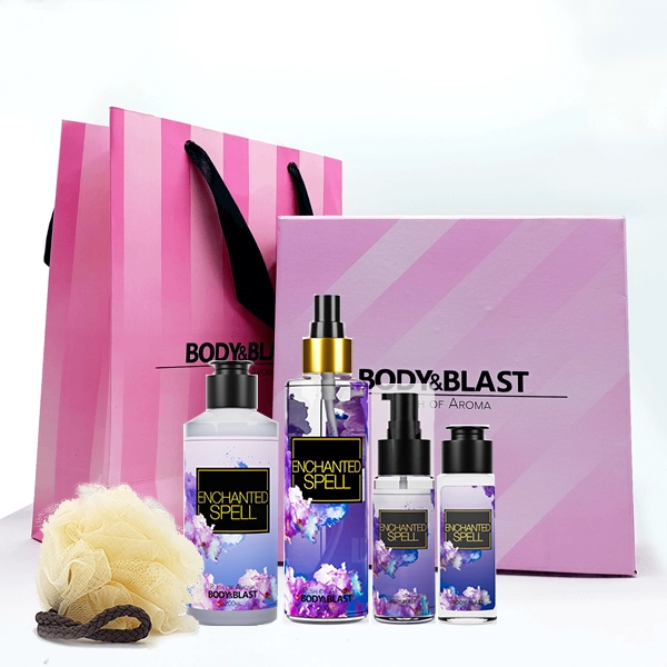 Body and Blast Enchanted Spell Gift Box body and blast body mist bundle enchanted spell fragrance gift box hair perfume sanitizer scented serum shower gel